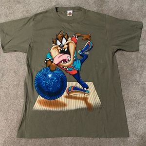 VTG 1992 Looney Tunes Taz Bowling Double Sided L